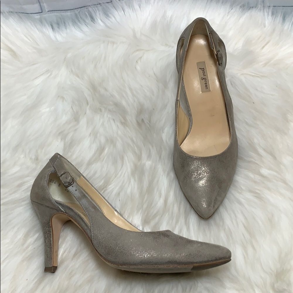 Paul Green Sasha‎ Metallic Leather Heels Size 7.5